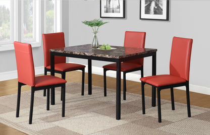 Set of 4 Faux Leather Dining Chairs with Metal Frame, Minimalist Modern Seating for Dining Areas, Red