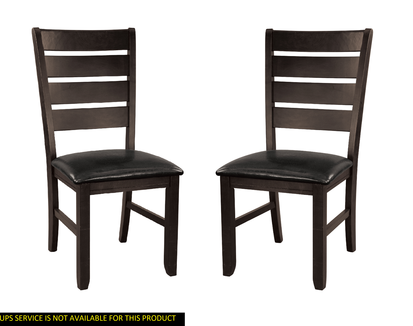 2pc Upholstered Wooden Dining Chairs, Contemporary Style, Faux Leather Seats, Assembly, Dark Oak Finish