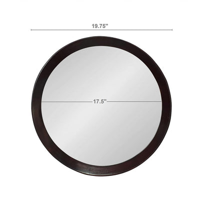 Round Transitional Mango Wood Wall Mirror - 20" Framed Accent for Bathroom and Entryway