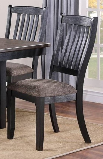 Set of 2 Contemporary Rubberwood Dining Chairs with Fabric Seats, 18x23x40 in, Dark Coffee