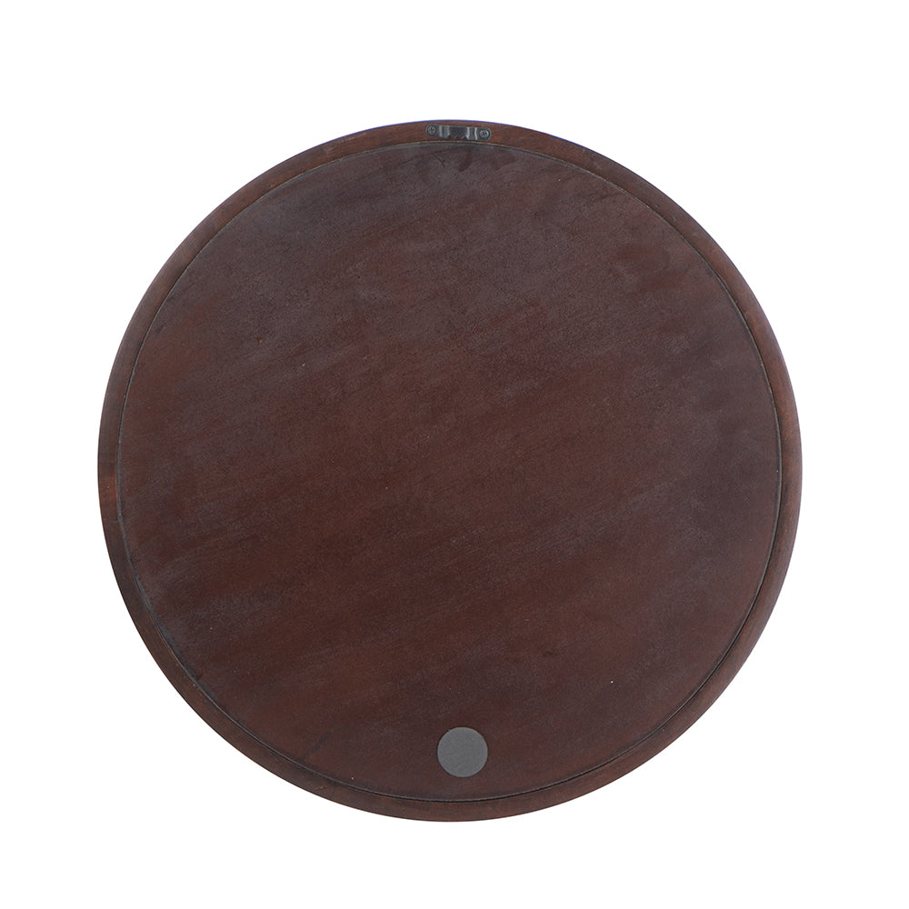 20-Inch Round Wall Mirror with Walnut Frame for Modern Home Decor