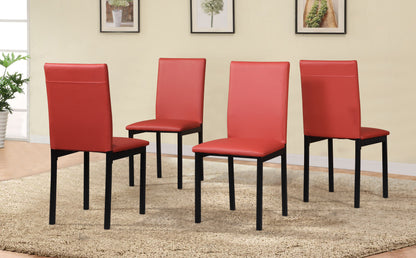 Set of 4 Faux Leather Dining Chairs with Metal Frame, Minimalist Modern Seating for Dining Areas, Red