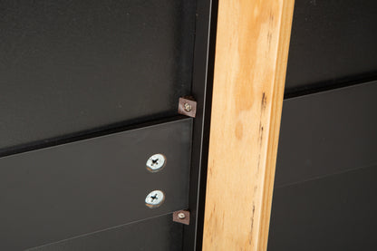 Mobile Kitchen Island with Rubber Wood Top, Adjustable Shelves & Spice Rack - Black-Beech Finish