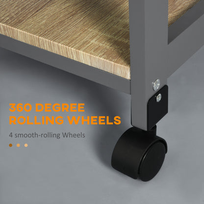 Compact Grey Kitchen Island Trolley With Slide Out Basket