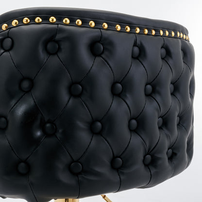 Set of 2 Adjustable Swivel Bar Stools with PU Upholstery and Full Back, Counter Height, Kitchen, Black