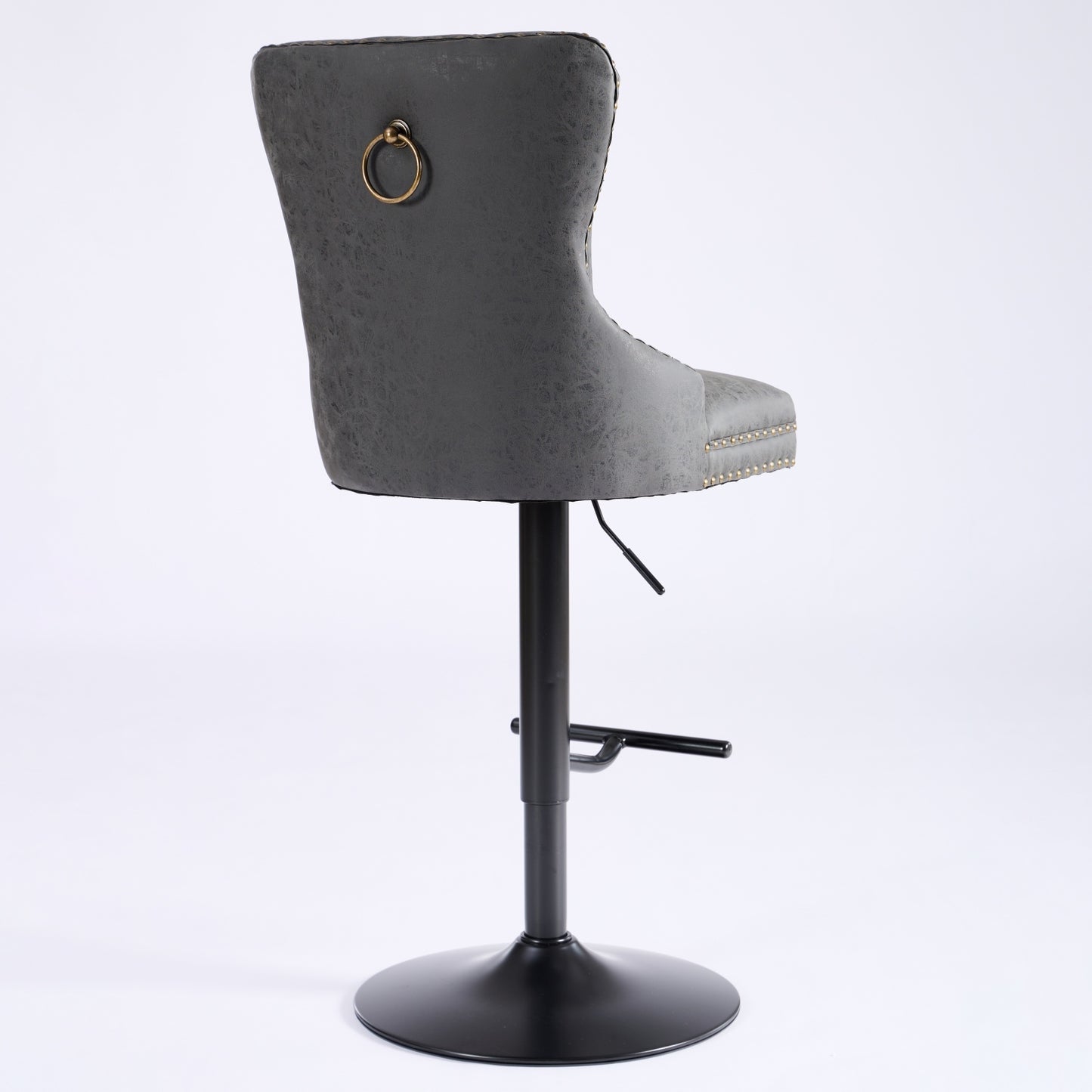 Tufted Back Swivel Bar Stools, PU Upholstery, Set of 2, Counter Height, for Home Bar, Aged Finish