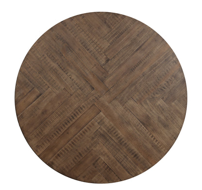 Industrial Round Dining Table 45in Rustic Burnished Brown