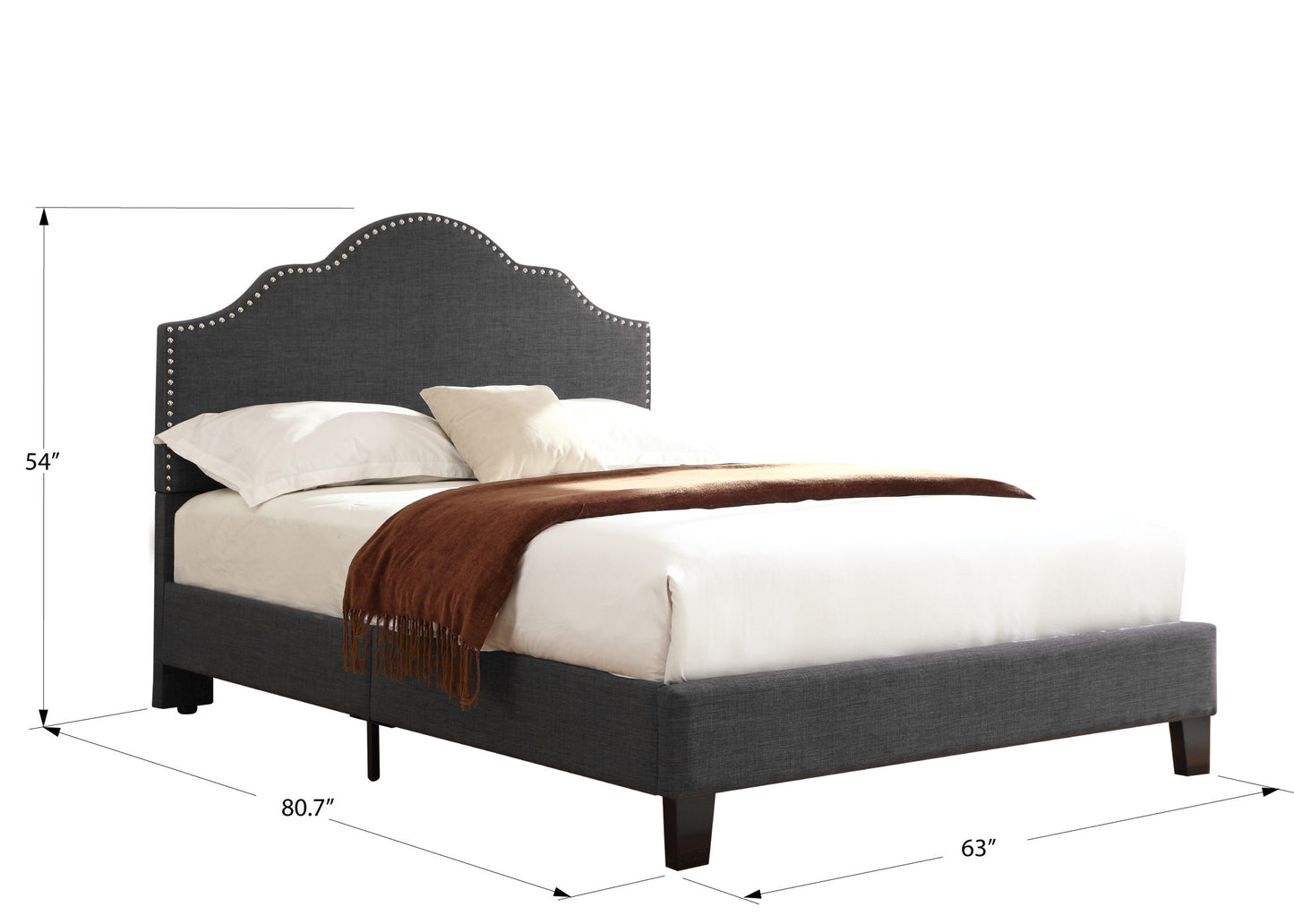 Wallace & Bay Kopa Charcoal Gray Queen Upholstered Bed