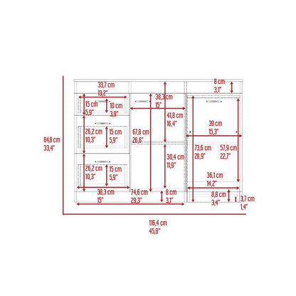 Convertible L-Shaped Kitchen Island with 3 Drawers in White and Dark Walnut Finish