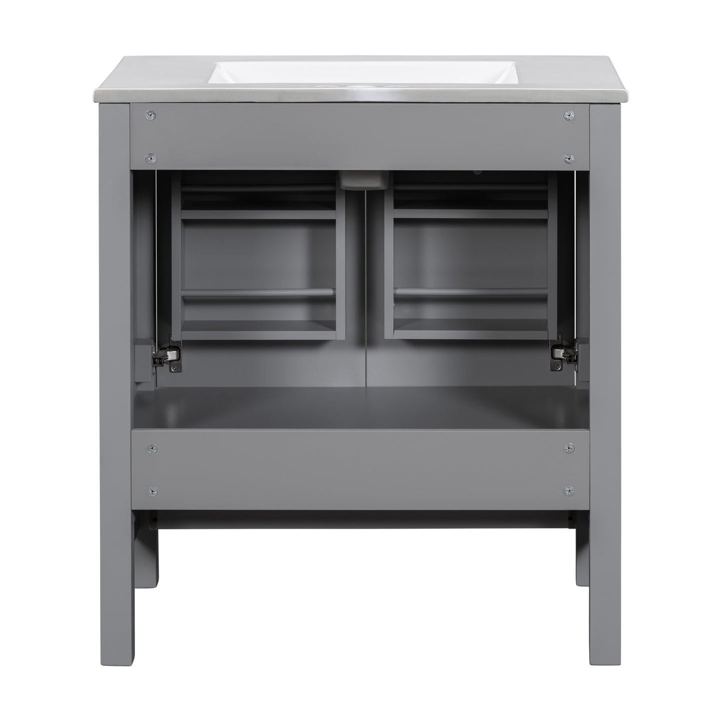 30-Inch Modern Gray Bathroom Vanity with Undermount Sink, Elegant Storage Cabinet Featuring Soft-Close Doors and Multifunctional Design