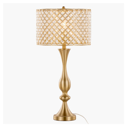 27-Inch Glam Art Deco Metal Table Lamp with Clear K9 Crystal Shade, 60W Bulb Included, UL Listed Gold