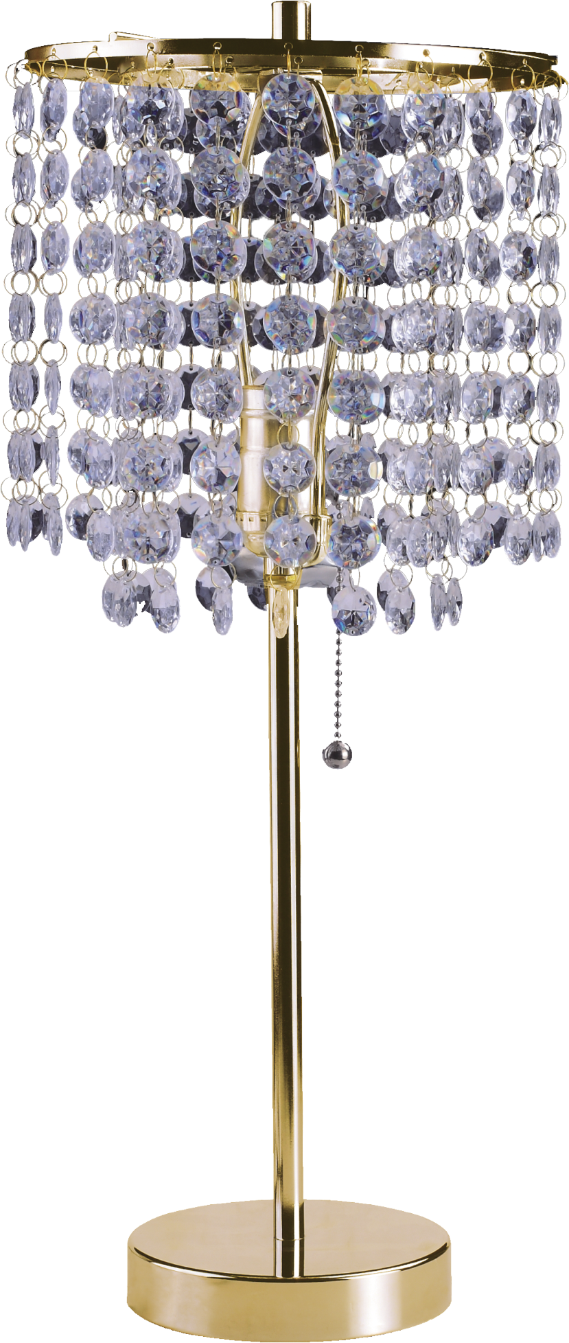 19-Inch Metal Table Lamp with Crystal Beads, Pull-Chain, 40W Type A or 23W CFL/LED Compatible, Gold