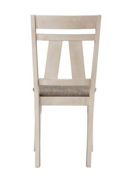 Dining Side Chair Set of 2, Upholstered Seat, Open Back, Cottage Style, Transitional Chairs, Cream Gray