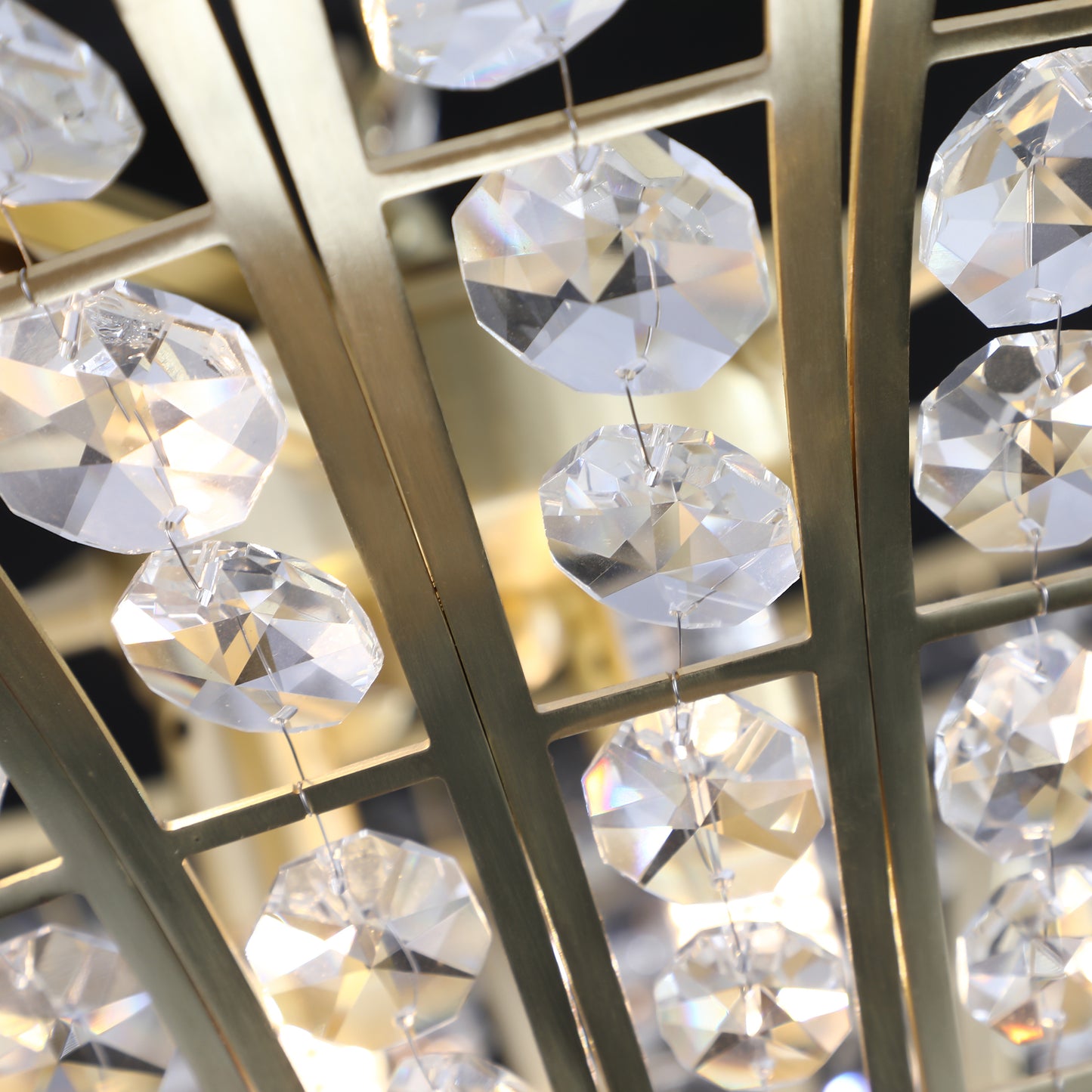 8-Light Crystal Waterfall Chandelier, 23.6 Modern Ceiling Light for Living Room, Dining, Sand Gold Finish