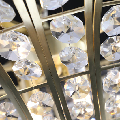 8-Light Crystal Waterfall Chandelier, 23.6 Modern Ceiling Light for Living Room, Dining, Sand Gold Finish