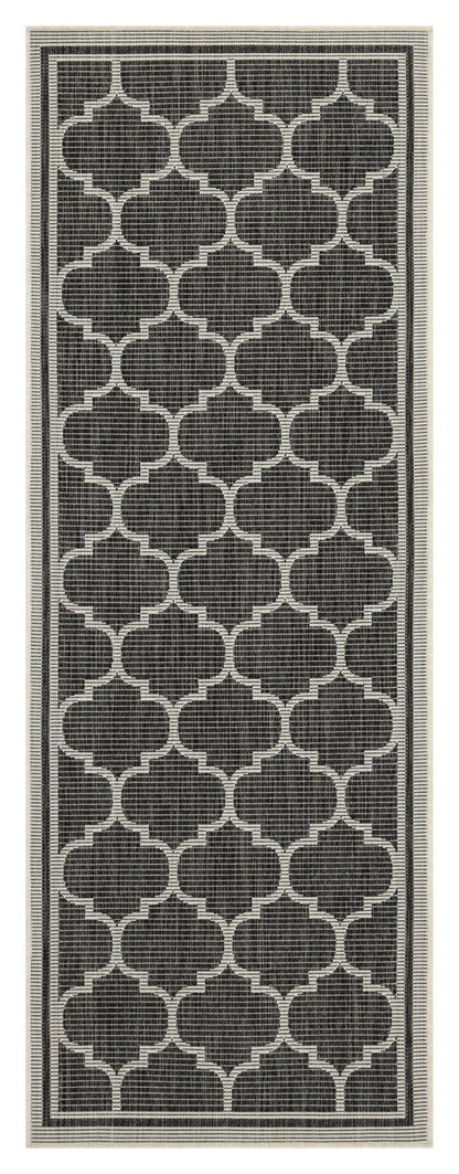 Indoor/Outdoor Trellis Rug, 5'3 x 7'3, PP-Polyester, Stain-Resistant, Patio & Living Room, Anthracite