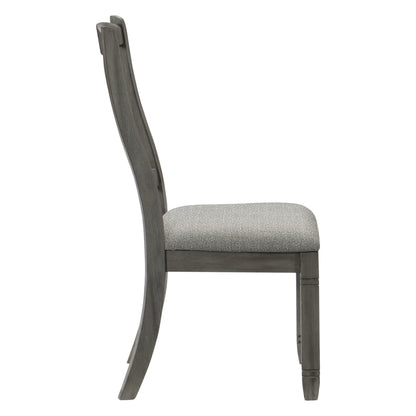 Dining Height Side Chairs Set of 2, Wood Frame, Textured Upholstery, 40in H Antique Gray