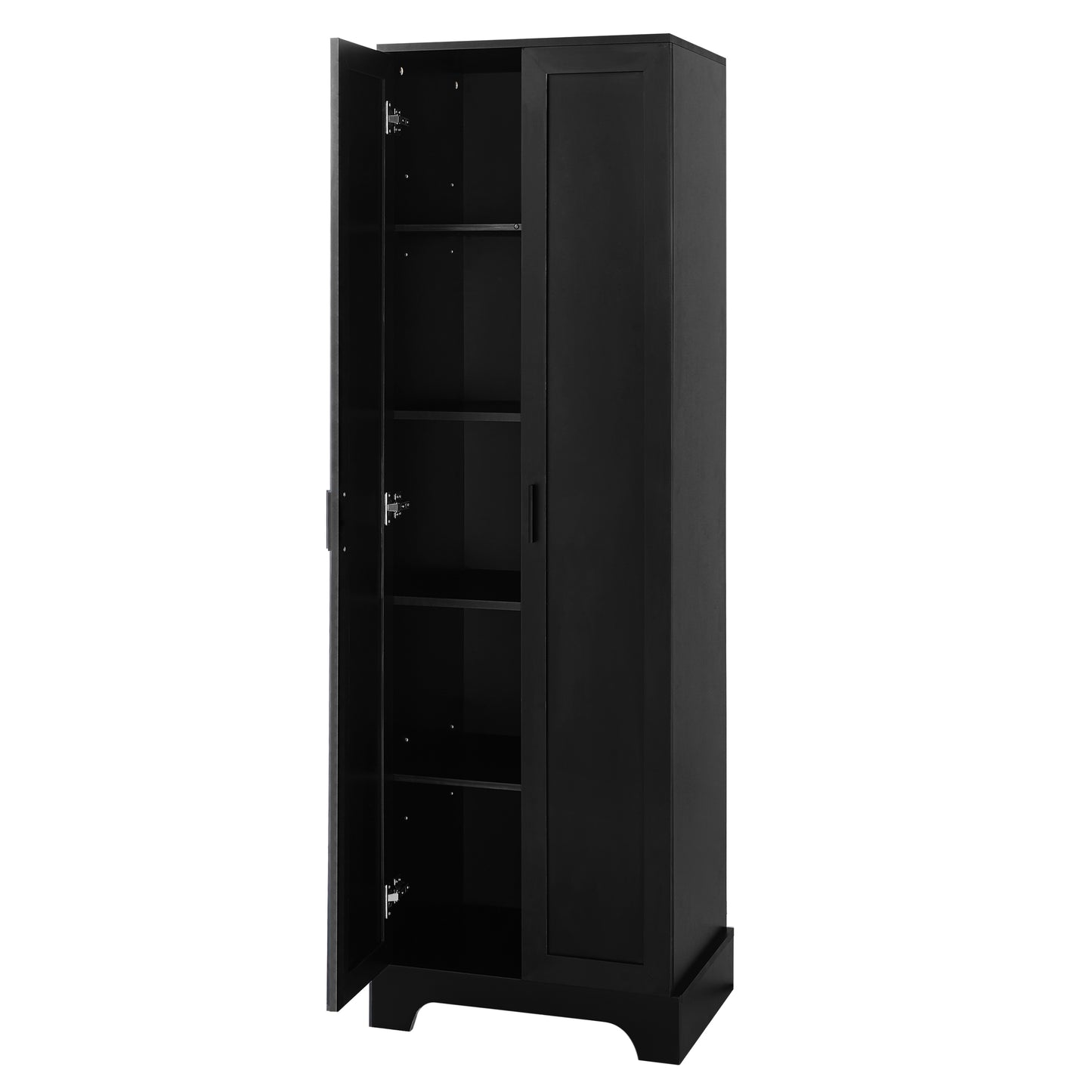 Elegant Black Storage Cabinet with Adjustable Shelves for Bathroom and Office