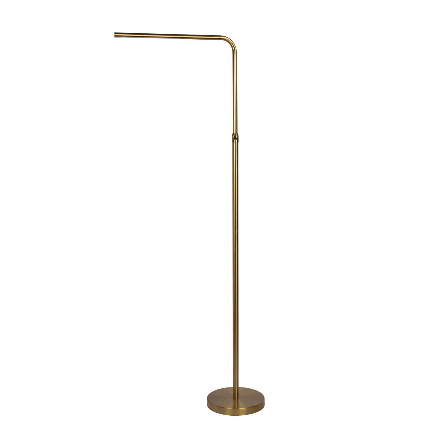LED Floor Lamp with On/Off Switch, Adjustable Height, 63-Inch Tall Round Base, Modern Brassed Gold