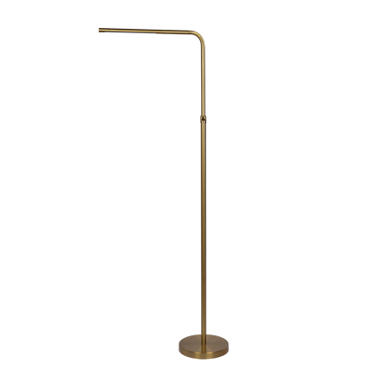 LED Floor Lamp with On/Off Switch, Adjustable Height, 63-Inch Tall Round Base, Modern Brassed Gold