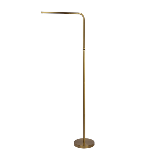 LED Floor Lamp with On/Off Switch, Adjustable Height, 63-Inch Tall Round Base, Modern Brassed Gold