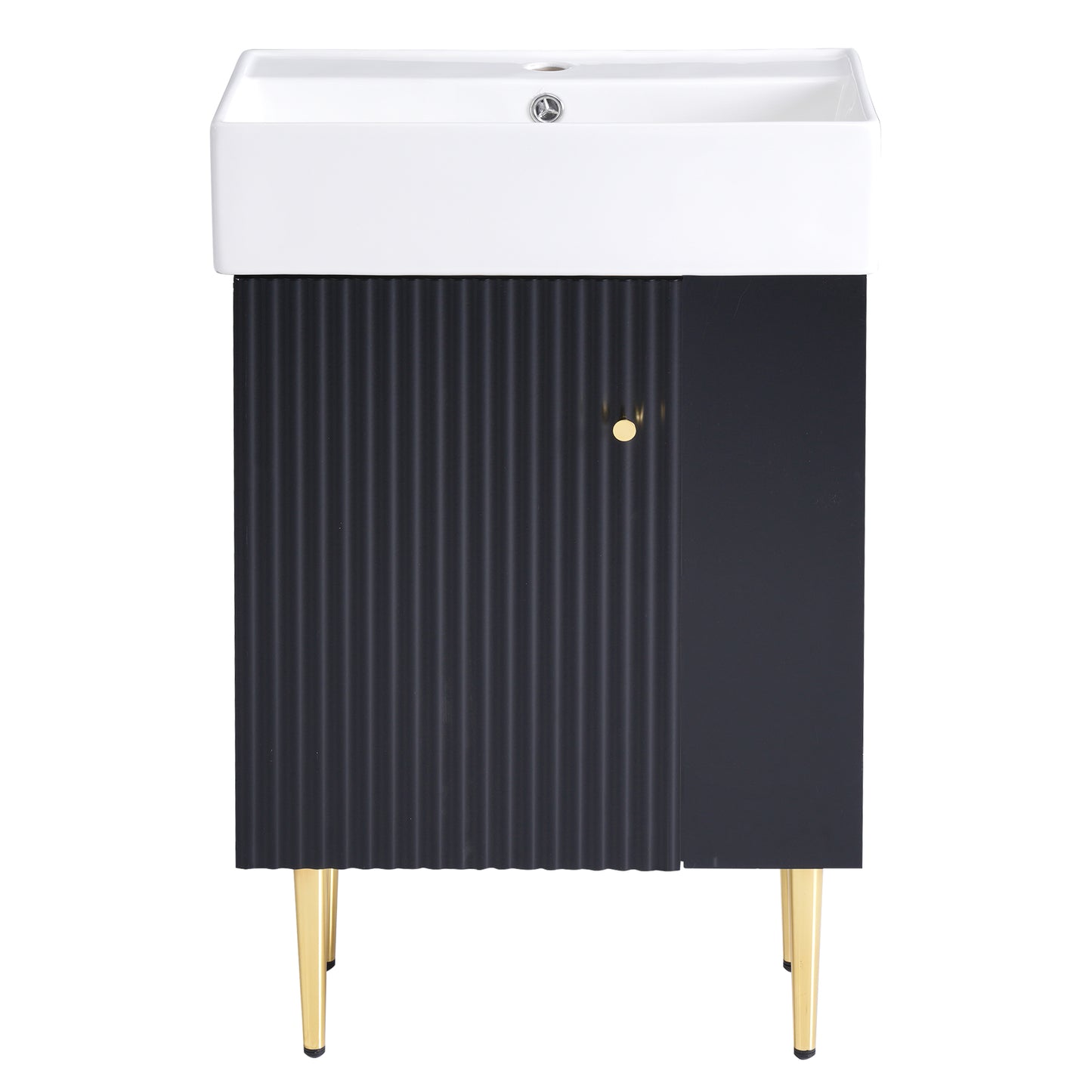 Modern 21.6" Black Bathroom Vanity with Ceramic Sink and Right-Side Storage Cabinet