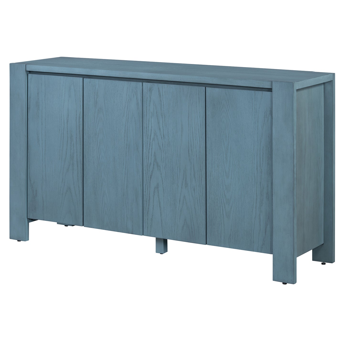 TREXM Retro 4-door Sideboard with Distressed Finish and Adjustable Shelves for Dining Room, Kitchen, and Living Room (Navy)