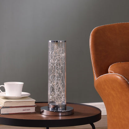 13-Inch Exposed Rope Floor Lamp, Clear Column, 750 lm, 110V, 72-in Cord, Living Room Chrome