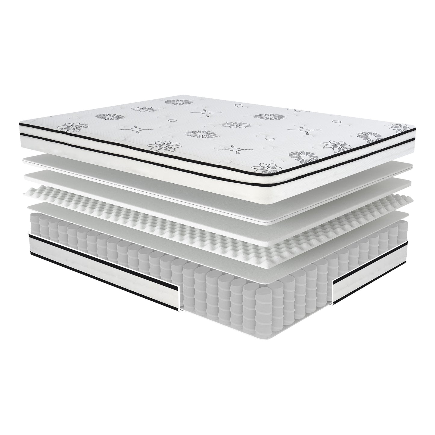 12-Inch Luxury Queen Hybrid Mattress with Breathable Quilted Cover and Plush Foam, Perfect for a Comfortable Night's Sleep