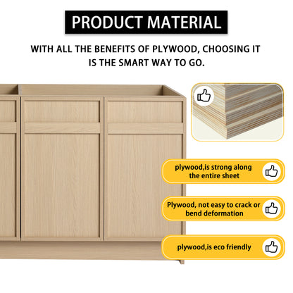 60-Inch Modern Freestanding Bathroom Vanity with Double Resin Sink & Soft-Close Doors