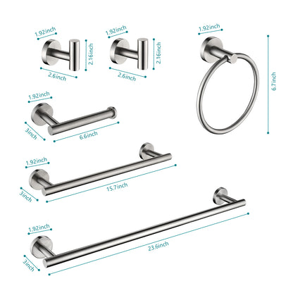 6 Piece Stainless Steel Bathroom Towel Rack Set Wall Mount