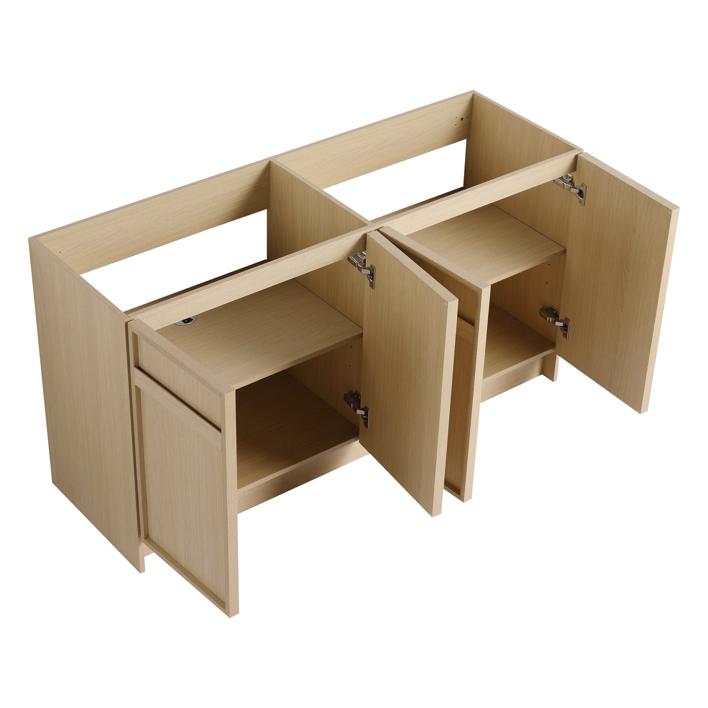 60-Inch Modern Freestanding Bathroom Vanity with Double Resin Sink & Soft-Close Doors