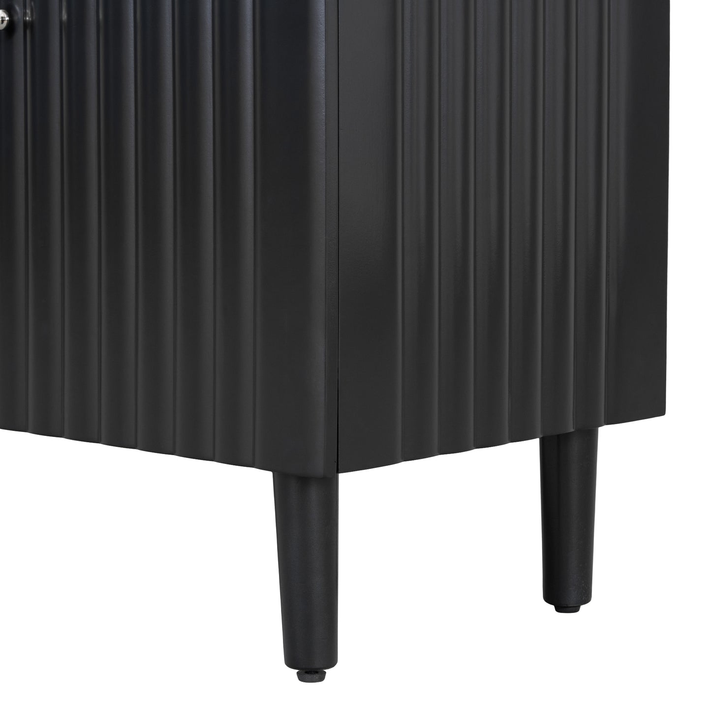 U_STYLE Elegant Four-Door Sideboard with Wavy Pattern Doors, Cylindrical Legs, and Sleek Metal Handles, Adjustable, Suitable for Study, Entryway and Living Room