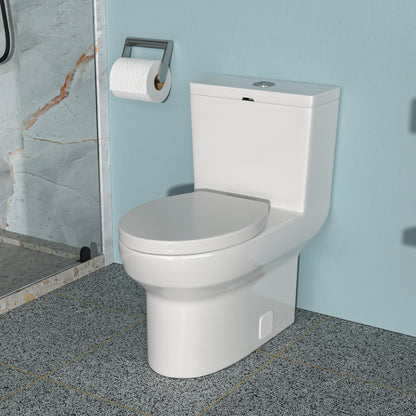 Modern Ceramic One-Piece Toilet with Dual Flush and Soft-Close Seat