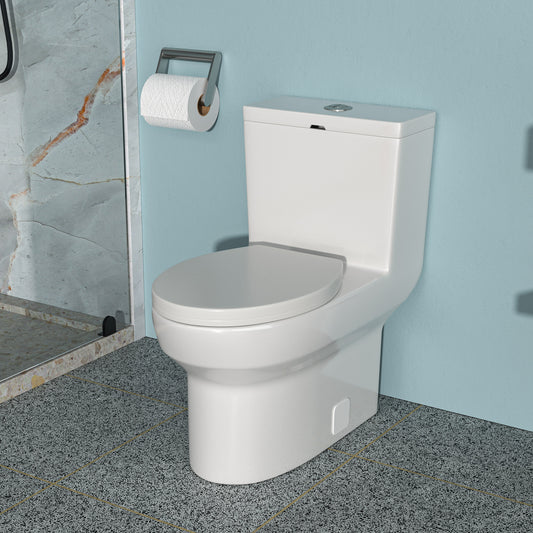 Modern Ceramic One-Piece Toilet with Dual Flush and Soft-Close Seat