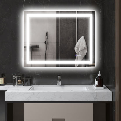 Backlit Anti-Fog LED Vanity Mirror for Bathroom, 35" x 28", Dimmable with Memory Function and Color Temperature Control, Wall Mounted Design