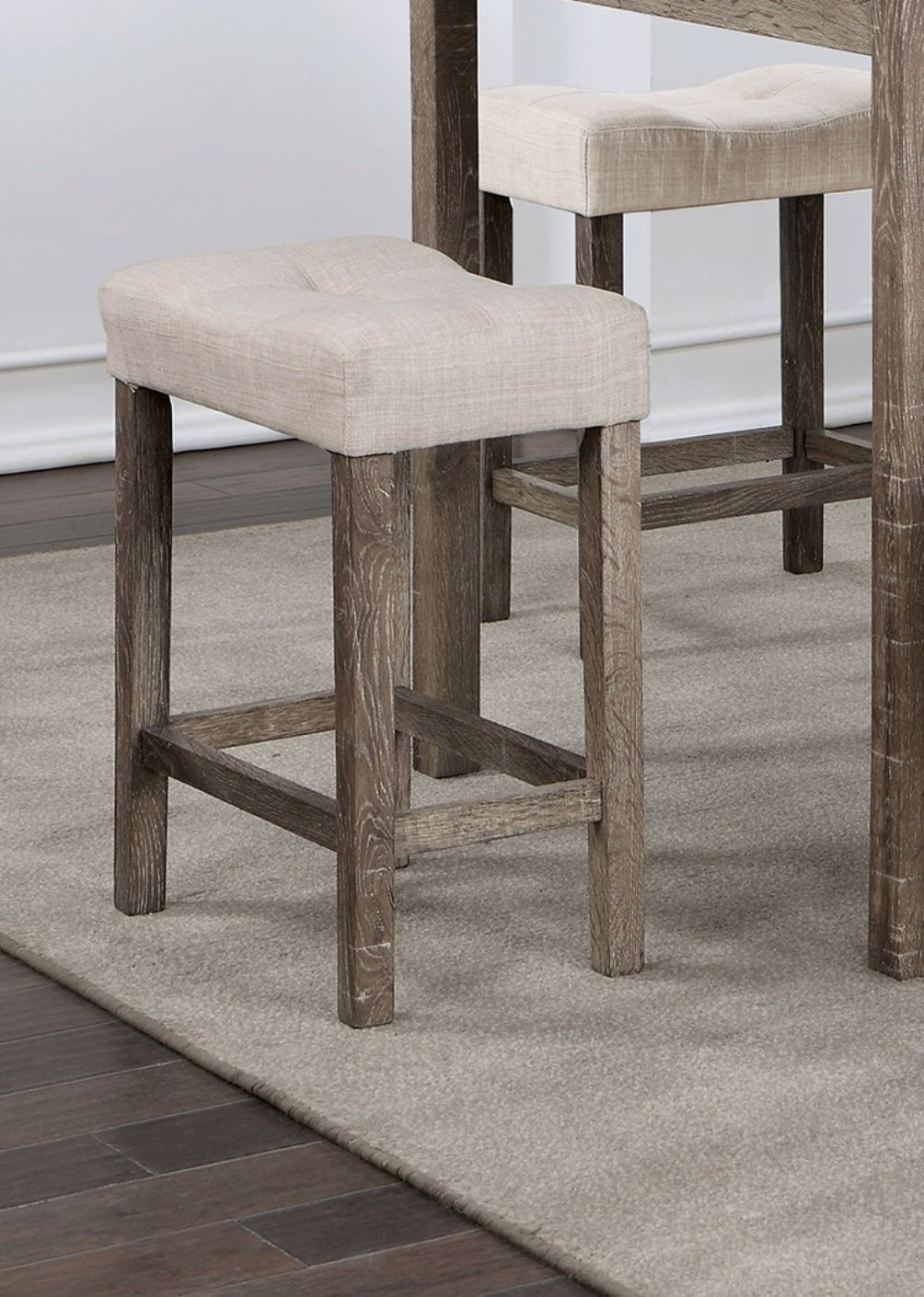 Counter Height Dining Set FivePc Square Table Stools Gray