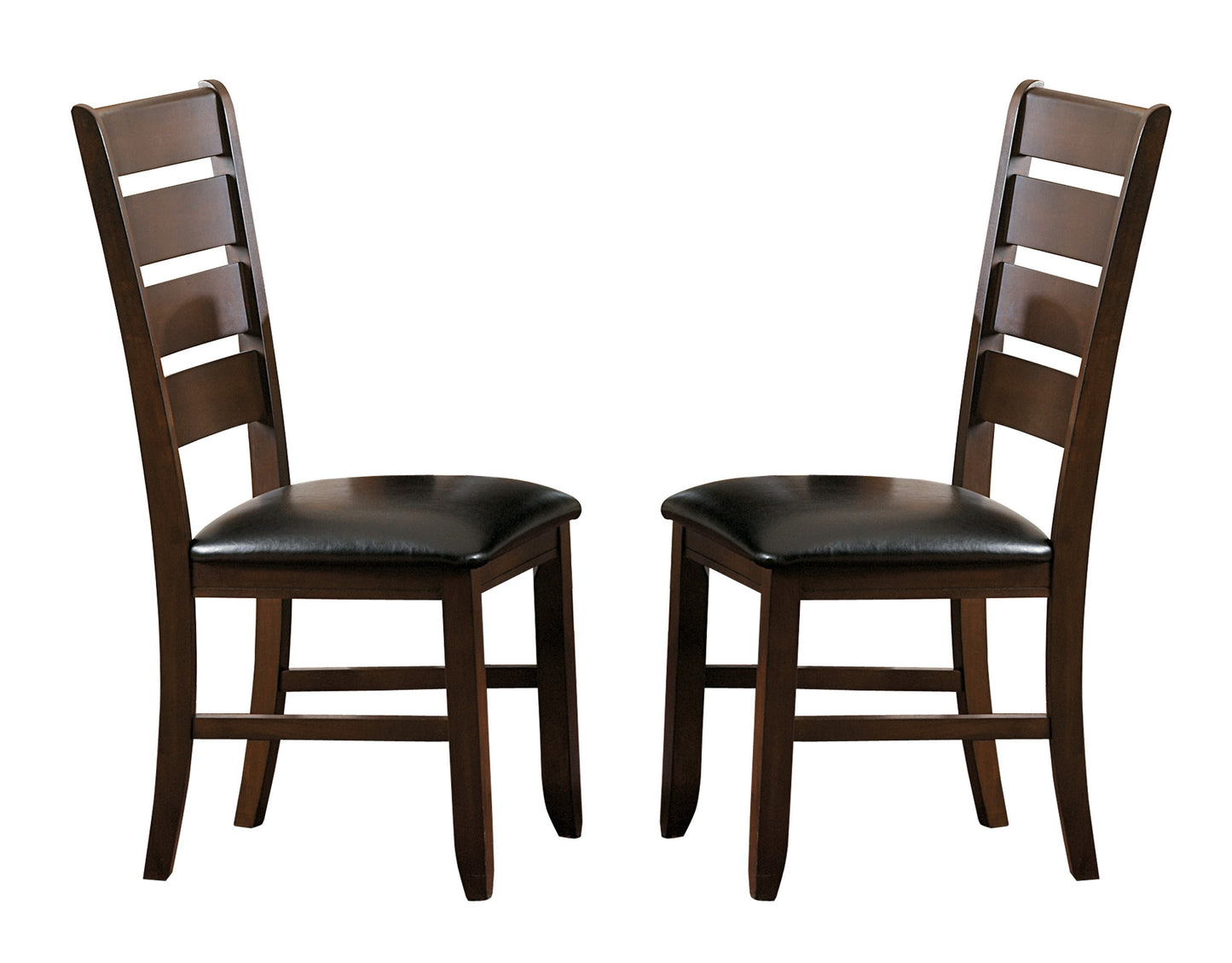 2pc Upholstered Wooden Dining Chairs, Contemporary Style, Faux Leather Seats, Assembly, Dark Oak Finish
