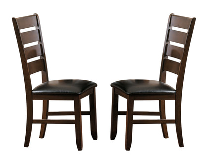 2pc Upholstered Wooden Dining Chairs, Contemporary Style, Faux Leather Seats, Assembly, Dark Oak Finish
