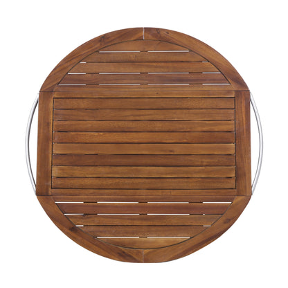 Tillary Drop Leaf Outdoor Bar Cart With Wine Rack Oak Finish