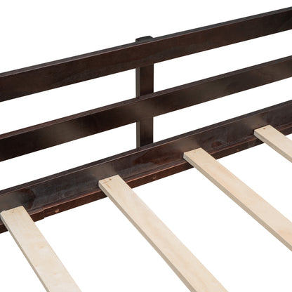 Espresso Twin Loft Bed with Slide and Storage Bins