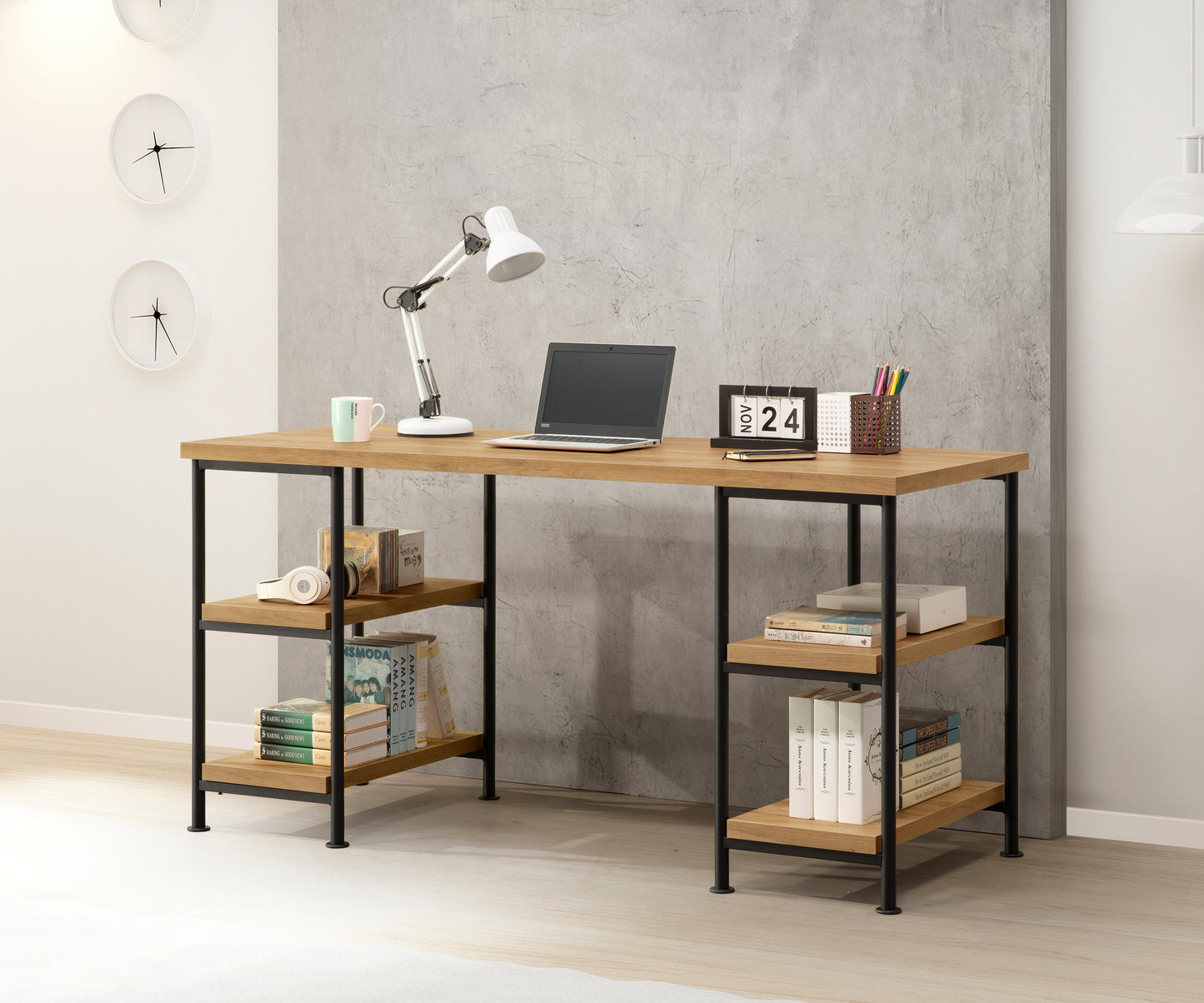Elegant Golden Oak Writing Desk
