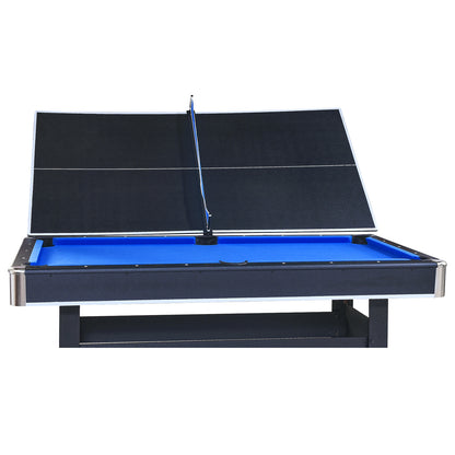 6-Foot Pool Table with Table Tennis Top, Space-Saving 2-in-1 Billiards Table, 72x38x31 in, Engineered Wood, Black