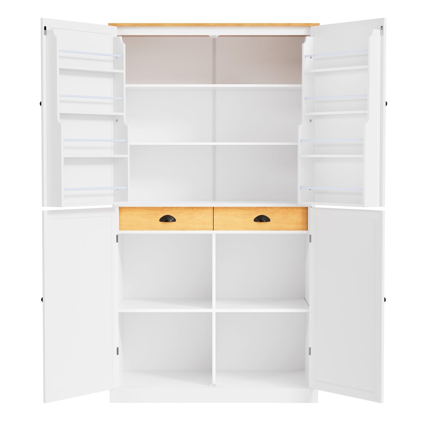 Elegant White Freestanding Kitchen Pantry with Adjustable Shelves and Built-in Drawers - 40.2x20x71.3 inches