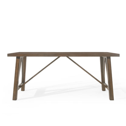 Rustic Farmhouse Dining Table Solid Wood MDF Antique Brown