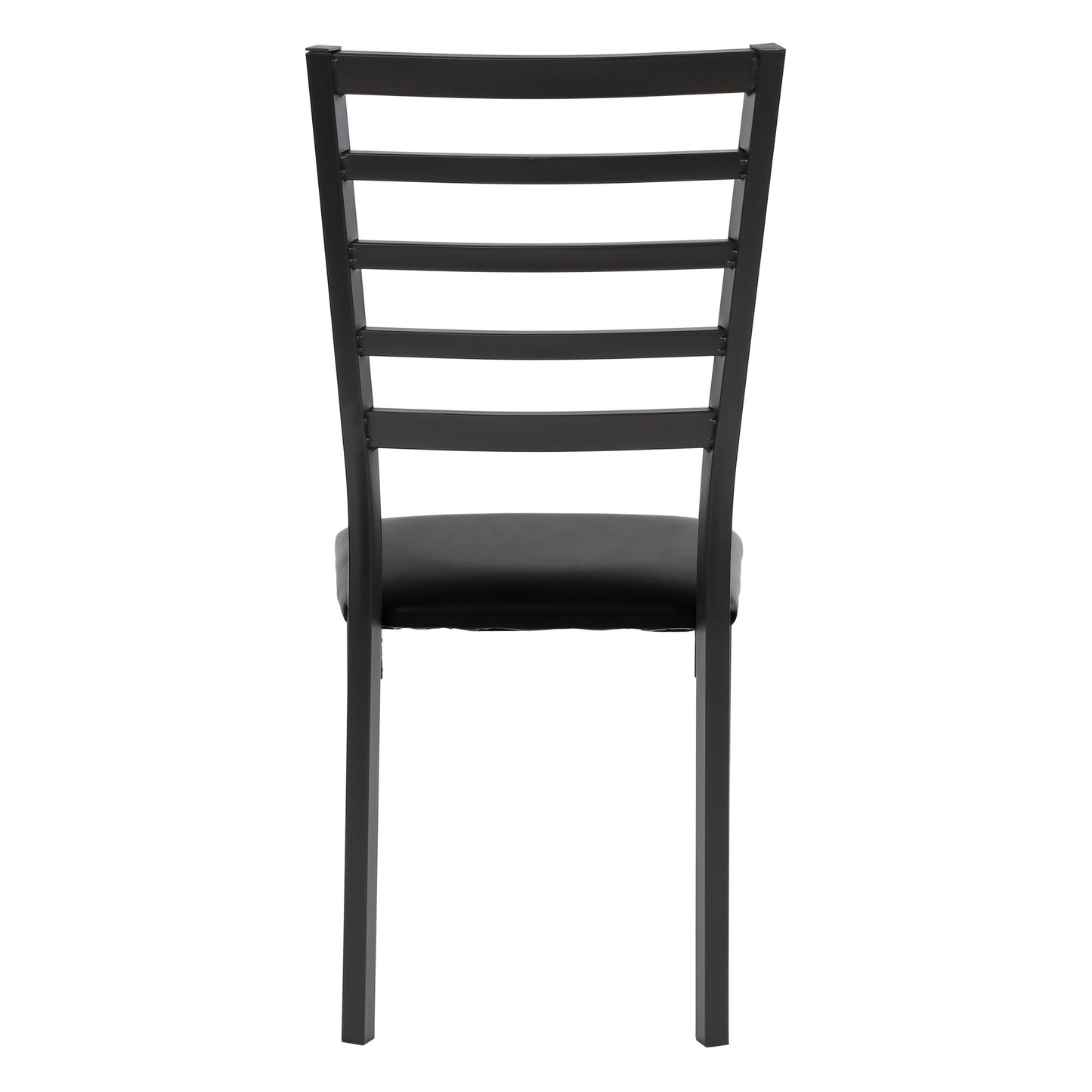 Set of 4 Metal-Frame Ladder-Back Side Dining Chairs with Faux Leather Upholstery Easy Assembly - Black