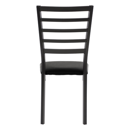 Set of 4 Metal-Frame Ladder-Back Side Dining Chairs with Faux Leather Upholstery Easy Assembly - Black