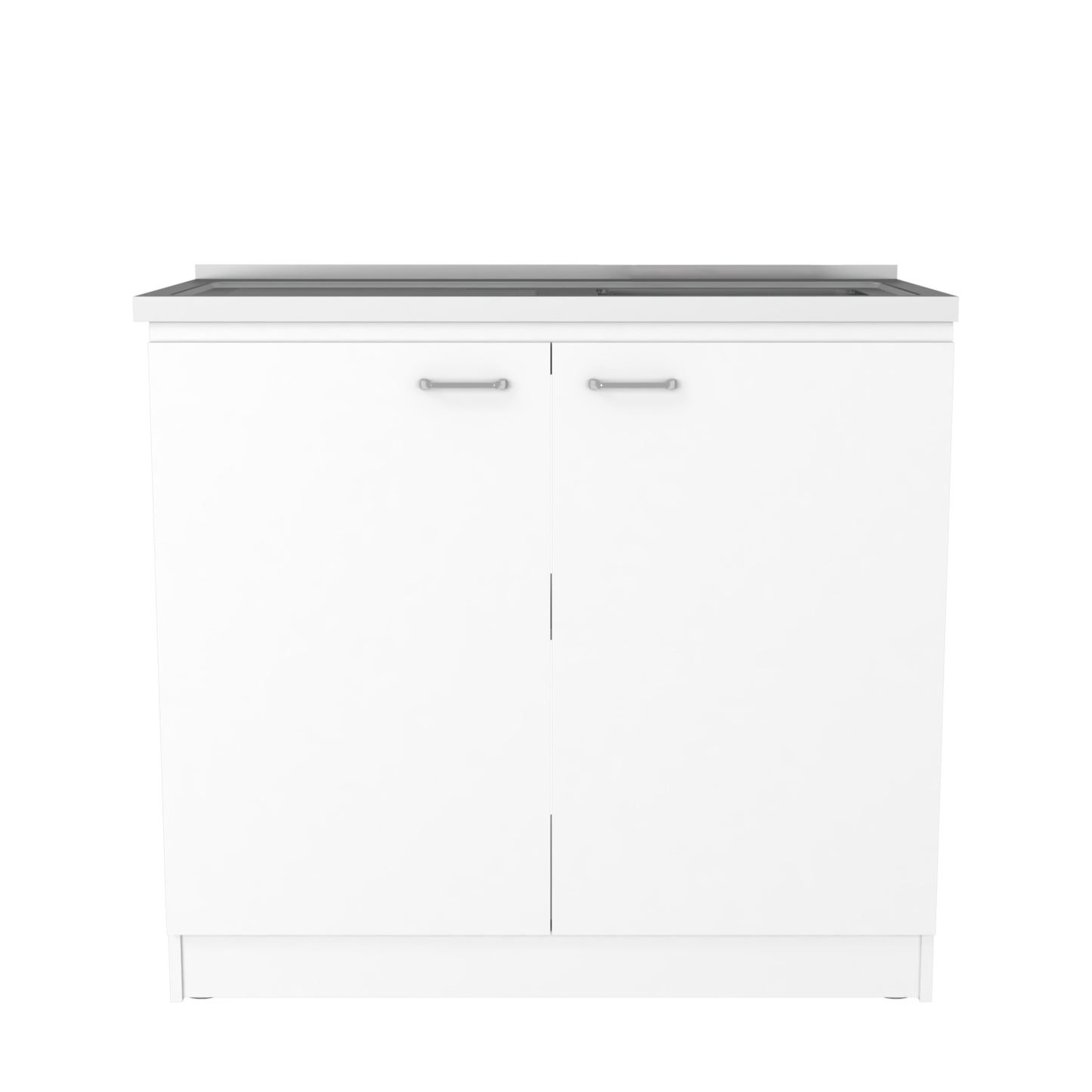 Versatile White Kitchen Utility Sink Cabinet with Storage
