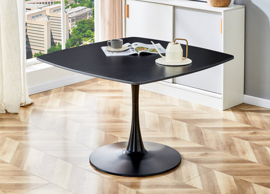 Round Dining Table 42in Pedestal MDF Seats 4 6 Matte Black