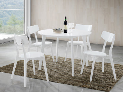 Contemporary Round Dining Table With Wood Finish White